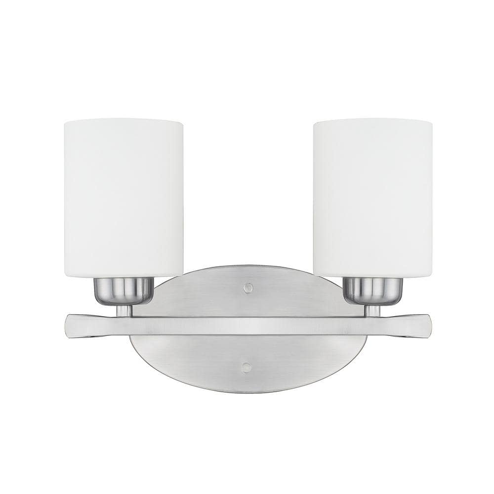 13 in. W x 9 in. H x 5.5 in. E 2-Light Soft White Glass Vanity Light in Brushed Nickel price history on PriceWatchPro