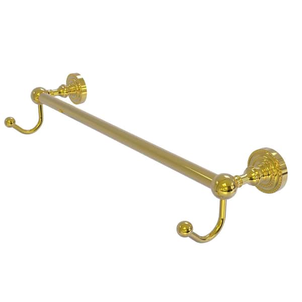 Allied Brass Dottingham Collection 30 in. Towel Bar with Integrated Hooks in Polished Brass