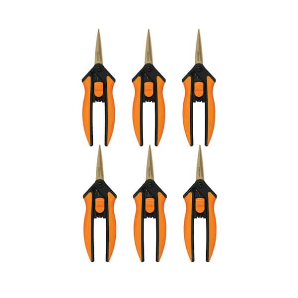 6 in. Titanium Micro-Tip Pruning Shears with Softgrip Handles (6-Pack)