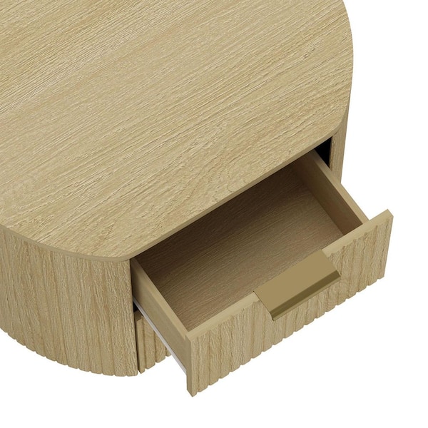 Manhattan Comfort Olivia Modern Natural Oak and Gold 2-Drawer 26.5