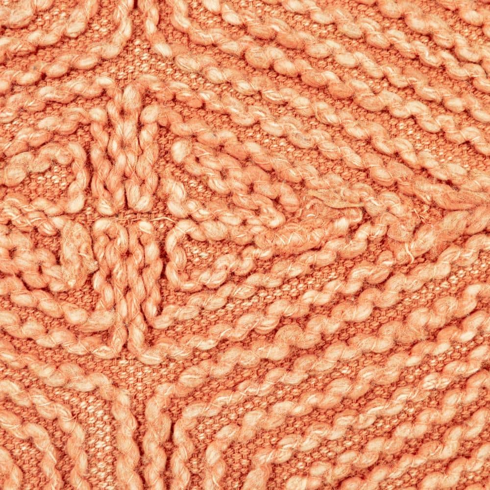 Terracotta Cotton Lumbar Pillow with Embroidery and Tassels