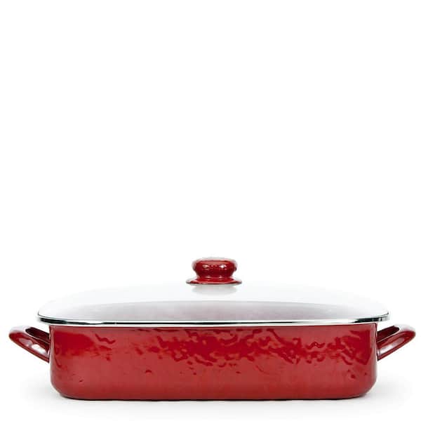 Golden Rabbit 13.5 in. 128 fl. oz. Red Swirl Enamelware Round Serving Bowl  RD03 - The Home Depot