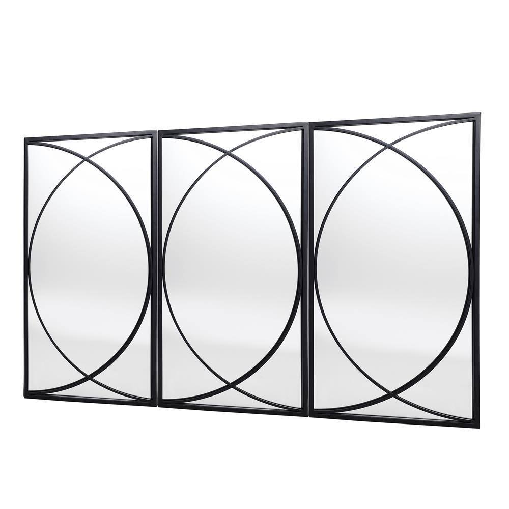 LuxenHome 3-Piece Black Metal Rectangular Wall Mirror Set