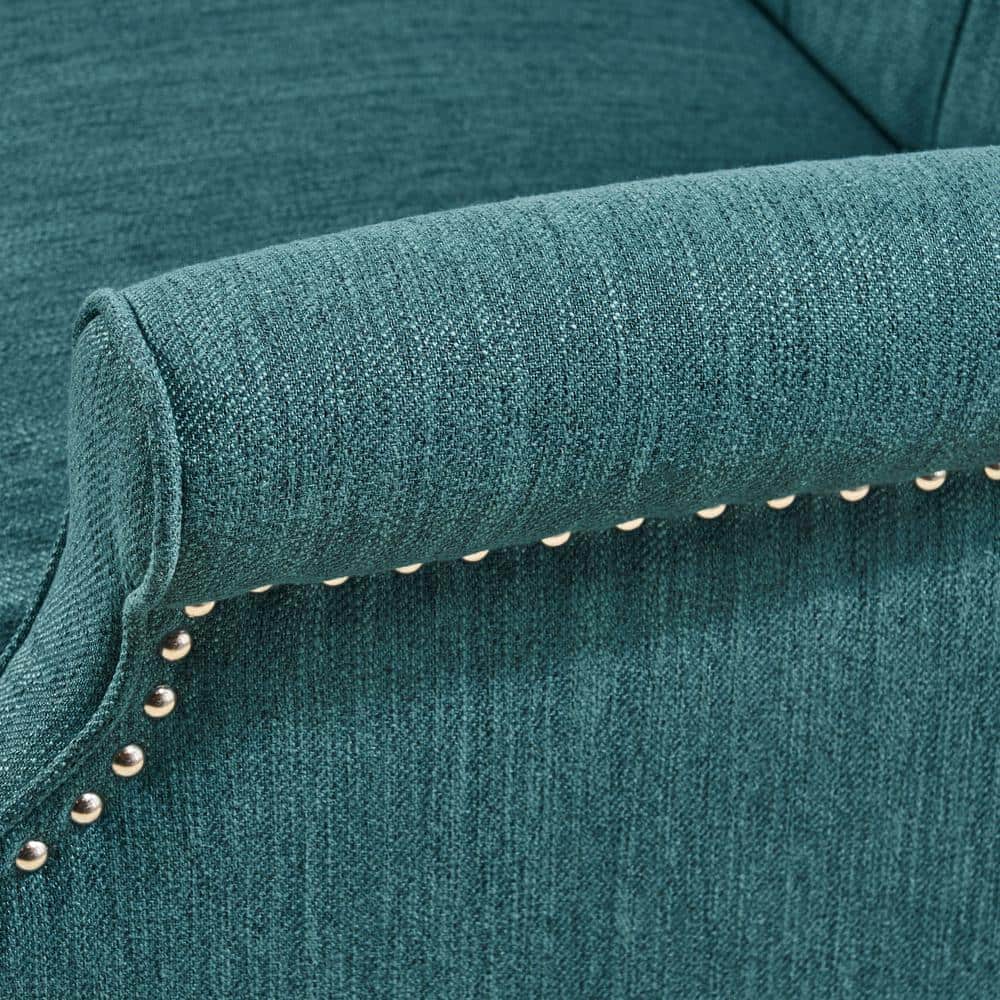 Oversized Blue Faux Wood Wingback Recliner