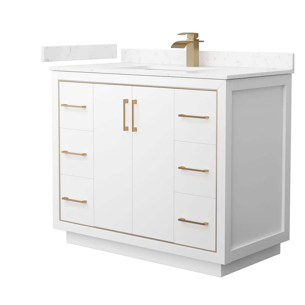 Icon 42 in. W x 22 in. D x 35 in. H Single Bath Vanity in White with Carrara Cultured Marble Top price history on PriceWatchPro