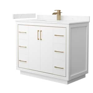 Icon 42 in. W x 22 in. D x 35 in. H Single Bath Vanity in White with Carrara Cultured Marble Top