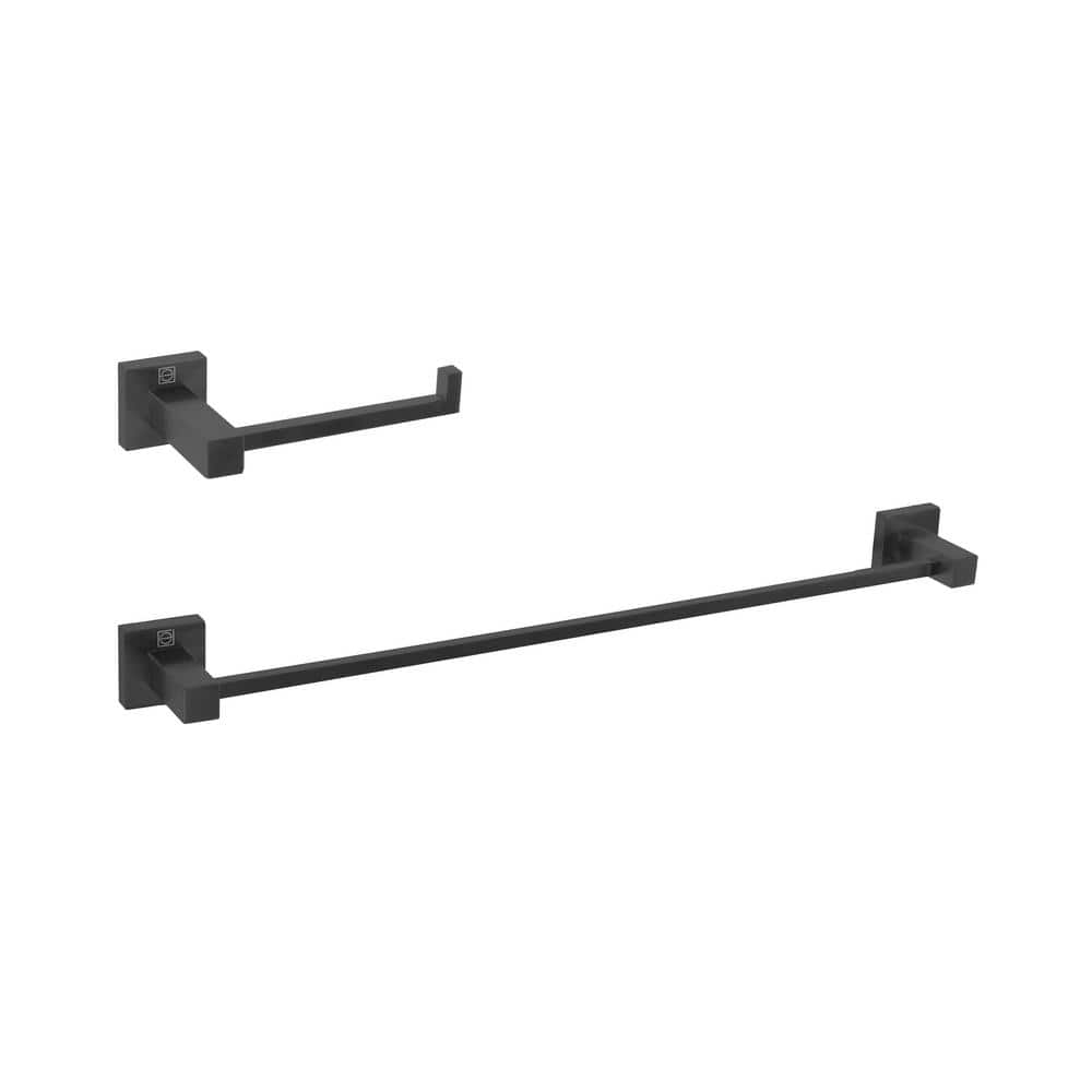Timeless Home 2-Piece Bath Hardware Set with Mounting Hardware in Matte Bla