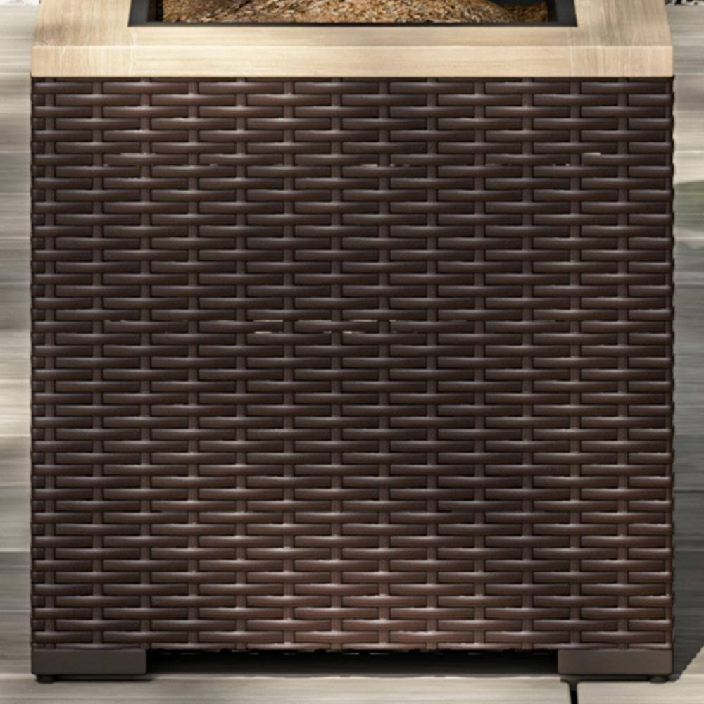 Palm Springs Dark Brown Acacia Wood and Rattan Outdoor Planter