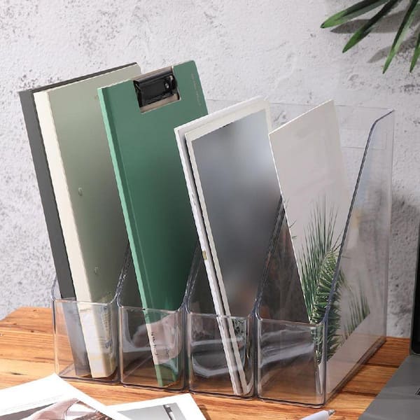 6 Pcs Clear 11 in x 10 in Acrylic Freestanding Magazine Rack HDBPC8JS1W ...
