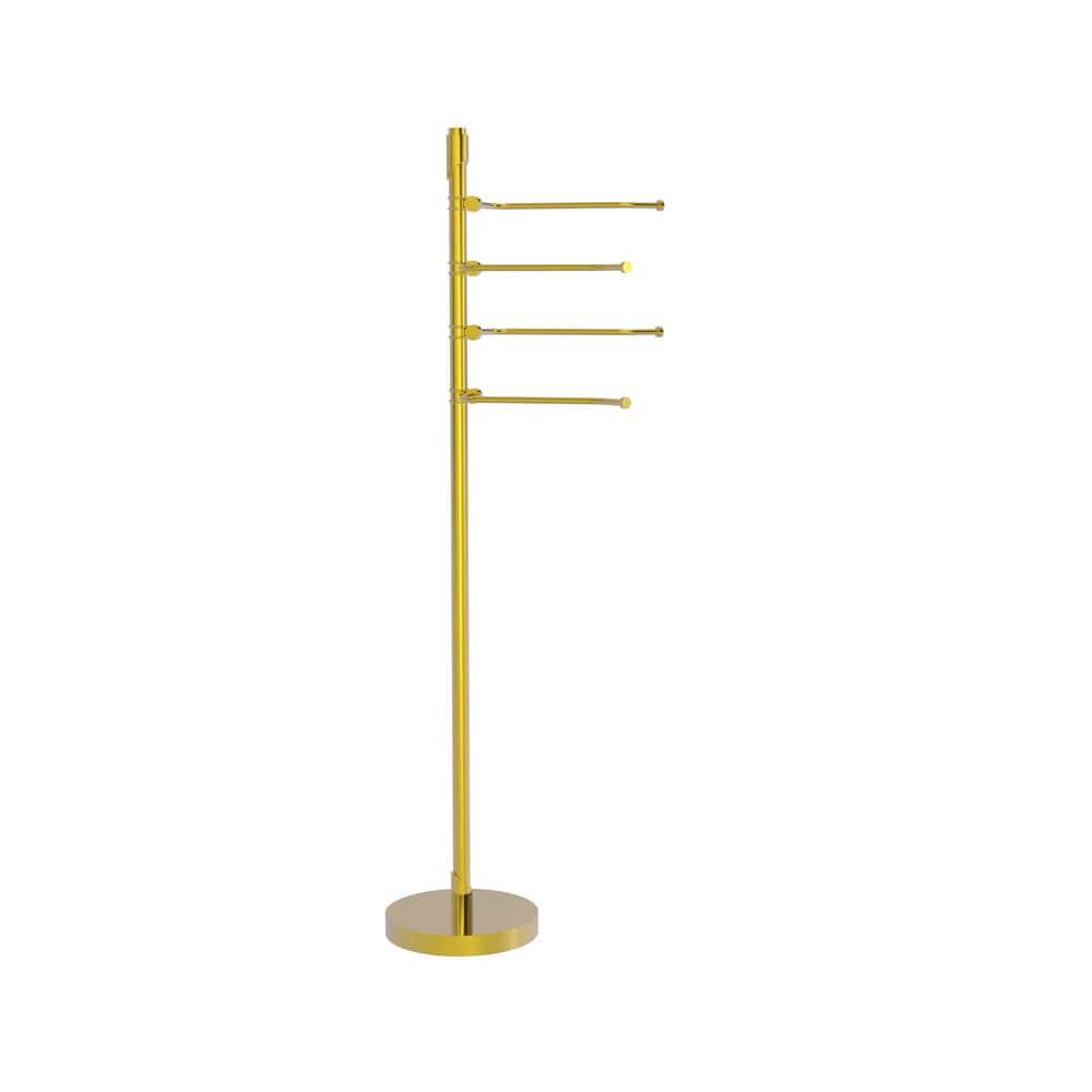 Polished Brass Freestanding Swing Arm Towel Stand