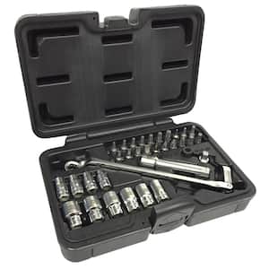 Go-Through Socket Set and Wrench 1/2 in. Drive Flexible Ratchet in Molded Case (34-Piece)
