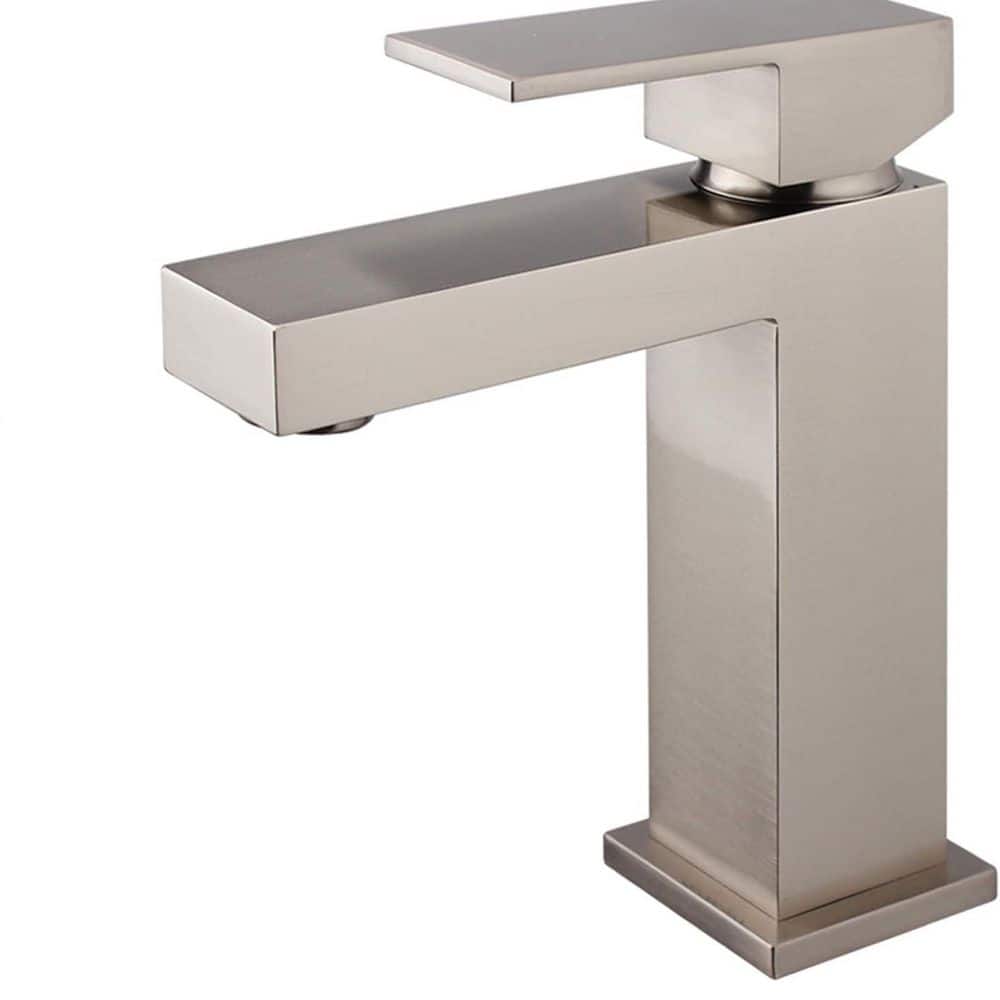 Single Handle Single Hole Bathroom Sink Faucet with Pop-up Drain and Supply Hoses in Brushed Nickel price history on PriceWatchPro