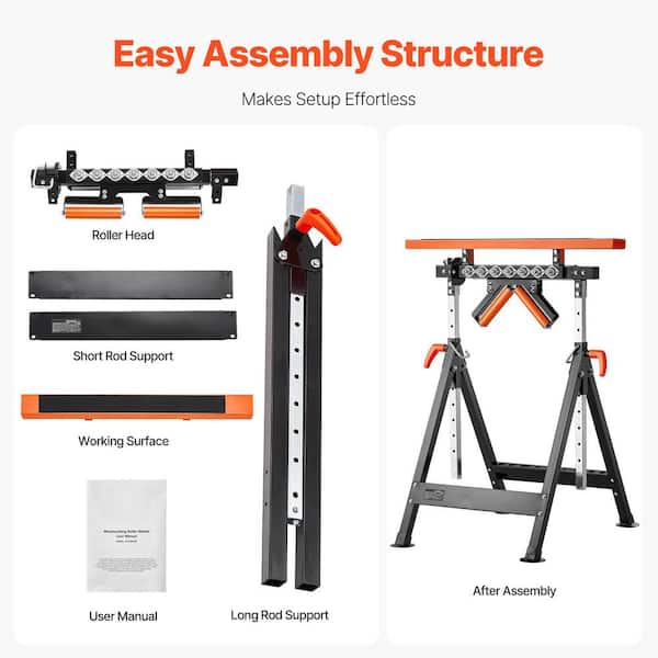 4-in-1 Folding Roller Stand, 440 lb. Capacity, Adjustable 33-50 in. Height, Heavy-Duty Multi-Directional Roller Head