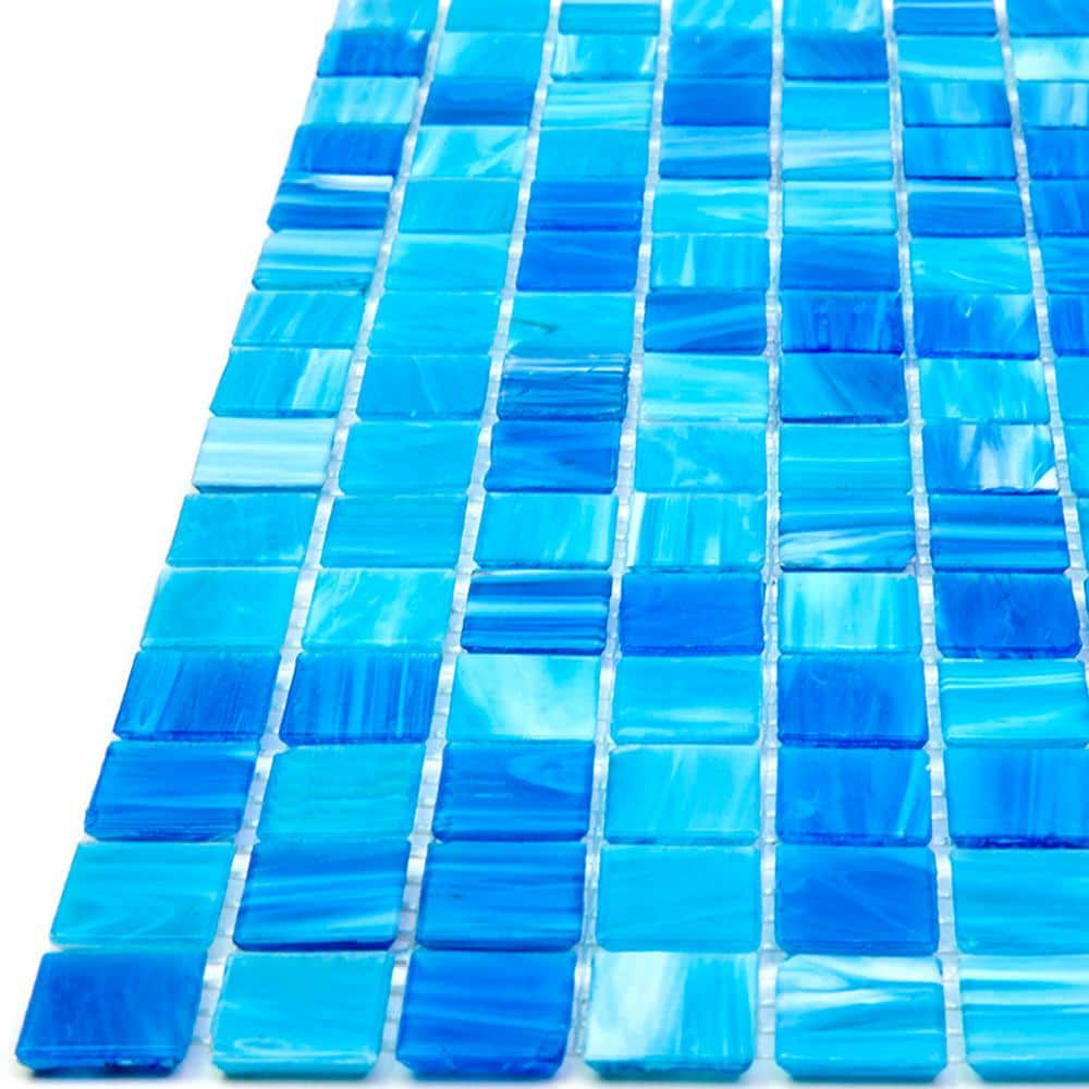 Olympic Blue Glass Mosaic Wall and Floor Tile
