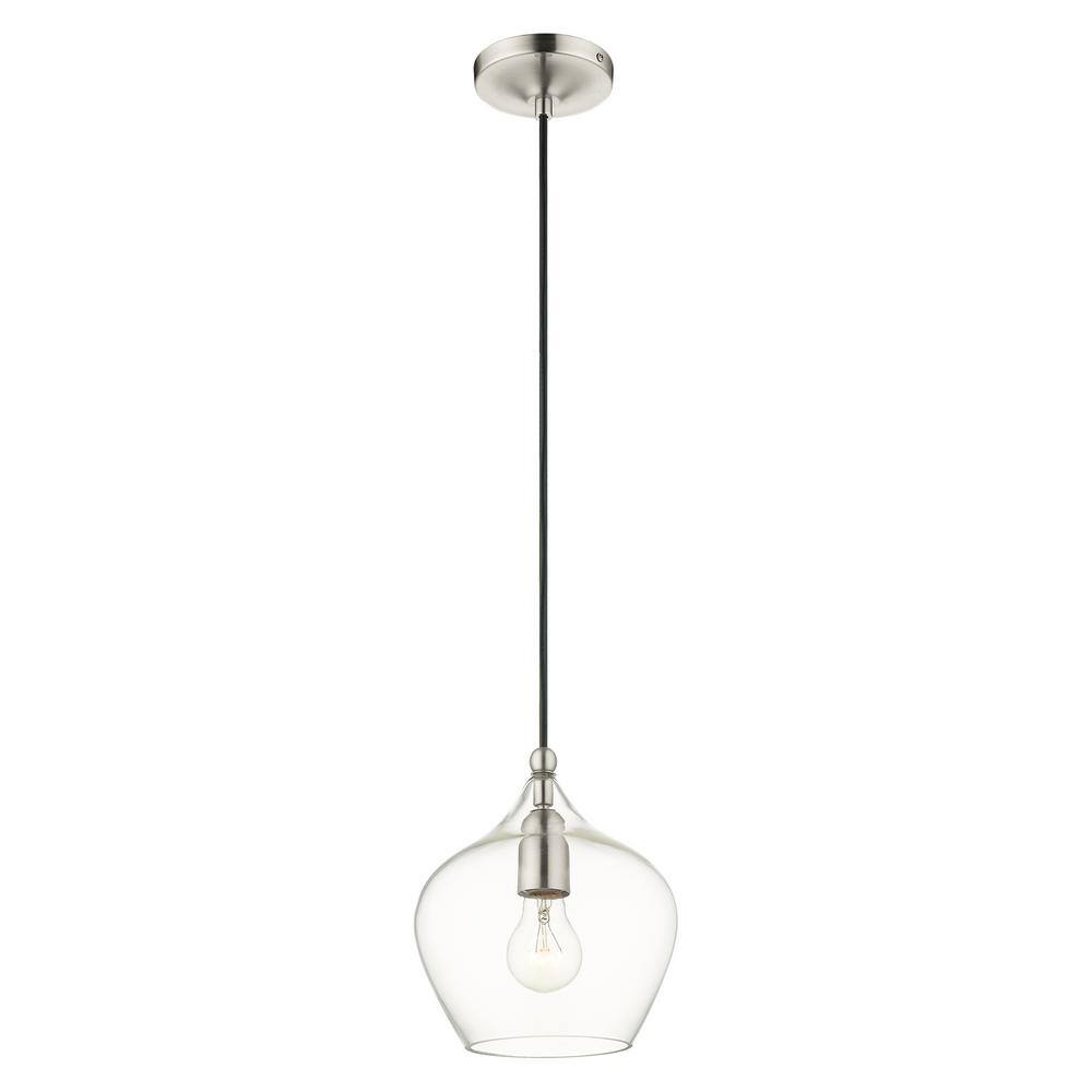 Aldrich Mini Indoor/Outdoor Clear Glass LED Pendant in Brushed Nickel