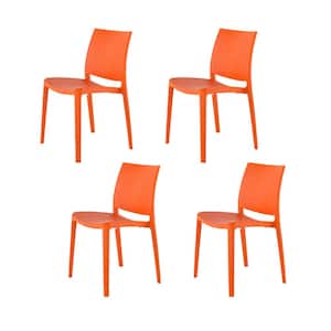 Sensilla Orange Stackable Resin Outdoor Dining Chair (4-Pack)