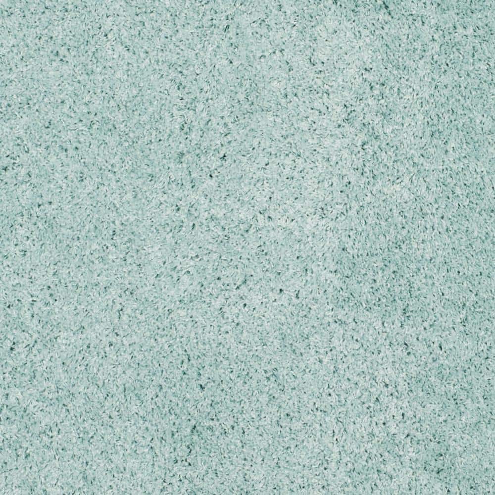 Handmade Light Blue Synthetic Shag Square Area Rug