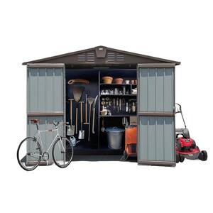9 ft. W x 7 ft. D Outdoor Metal Utility Tool Storage Shed with Lockable Doors, Vents for Backyard Lawn Brown 63 sq. ft.