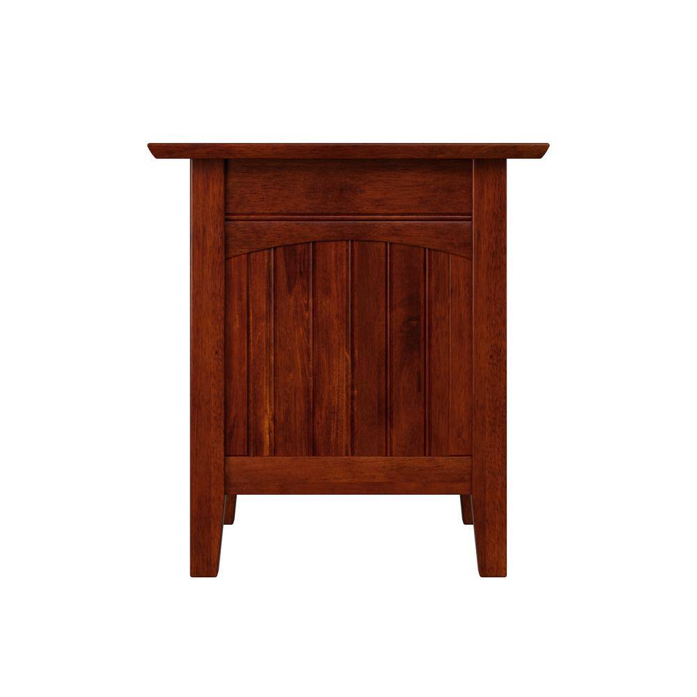 Walnut Rectangular Wood End Table with USB Charging Ports
