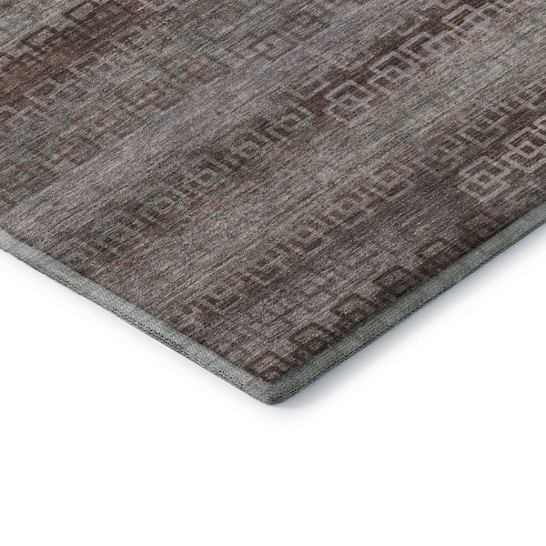 Mayfield Premium Machine Washable Abstract AMF2029 Chocolate 3 ft. x 4 ft. Area Rug