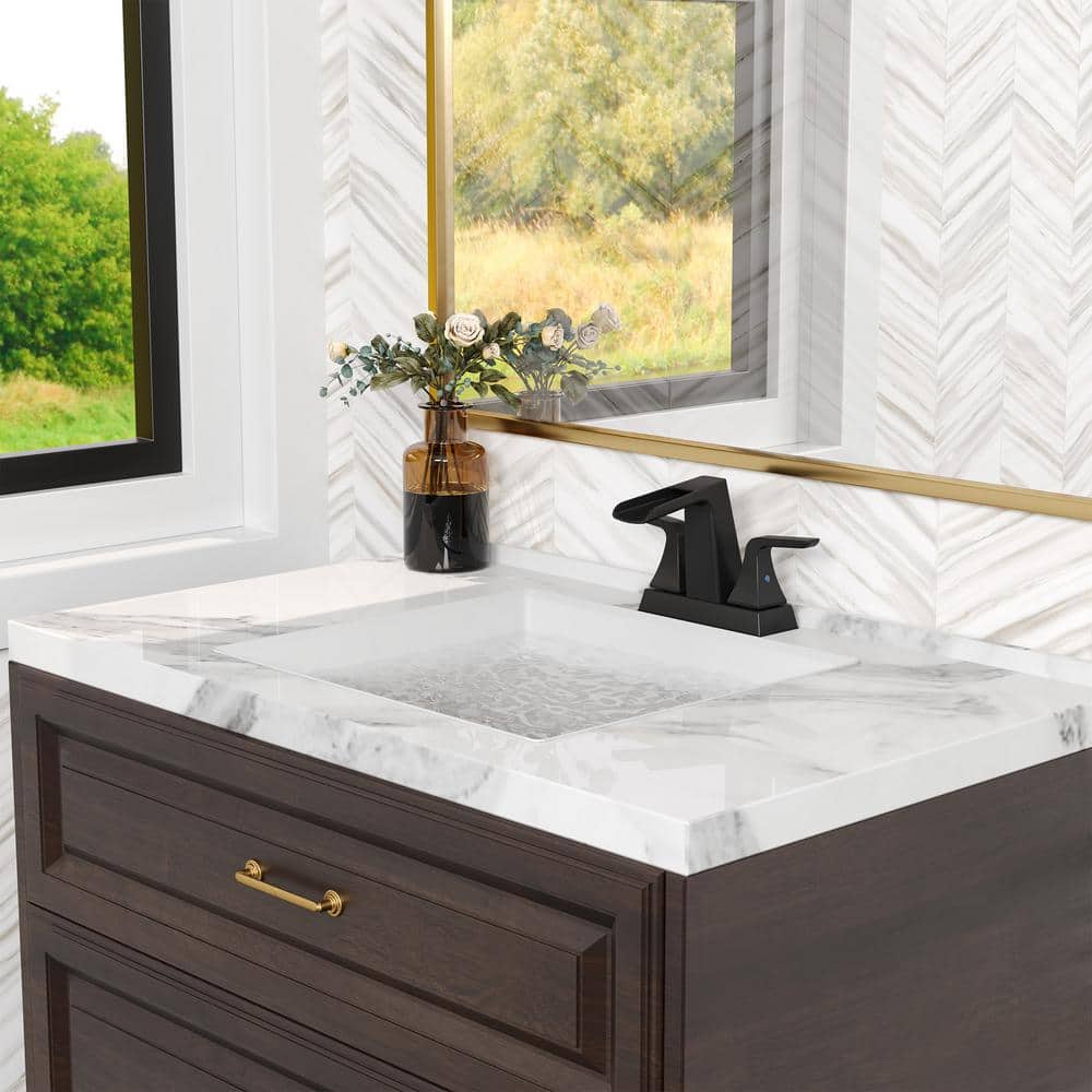 Matte Black Brass Centerset 2-Handle Bathroom Faucet