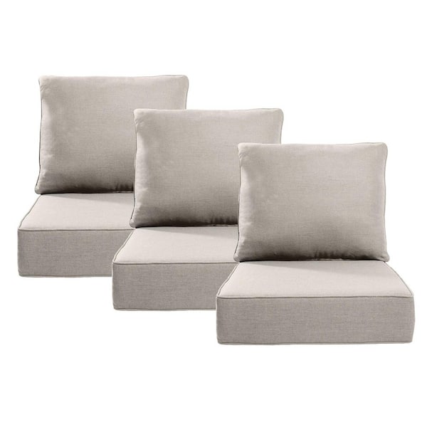 Pocassy 24 in. x 24 in. x 6 in. 6-Piece CushionGuard Outdoor Thicken Sofa Deep Seat Replacement Cushion Set in Beige