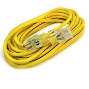 25 ft. 10/3-Gauge Indoor/Outdoor Electric Power Cable Extension Cord, Yellow