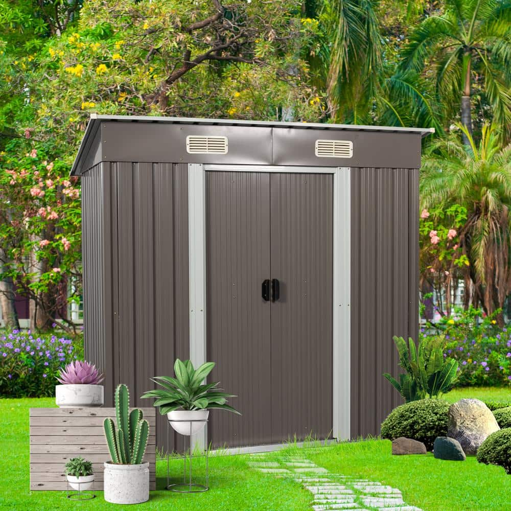 6 ft. x 4 ft. Outdoor Garden Metal Steel Waterproof Tool Shed Covers 24 ...