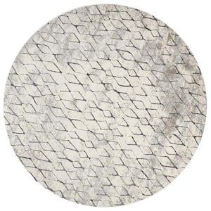 9 ft.  Round Gray and Ivory Abstract Area Rug