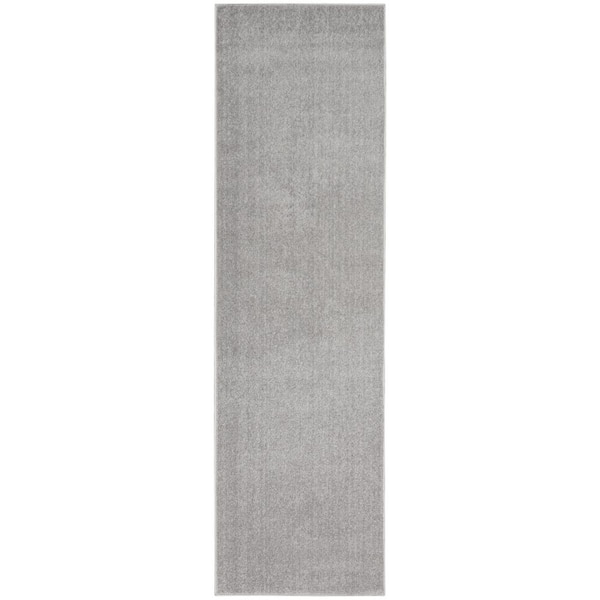 Essentials 2 ft. x 10 ft. Silver Gray Kitchen Runner Solid Contemporary Indoor/Outdoor Patio Area Rug