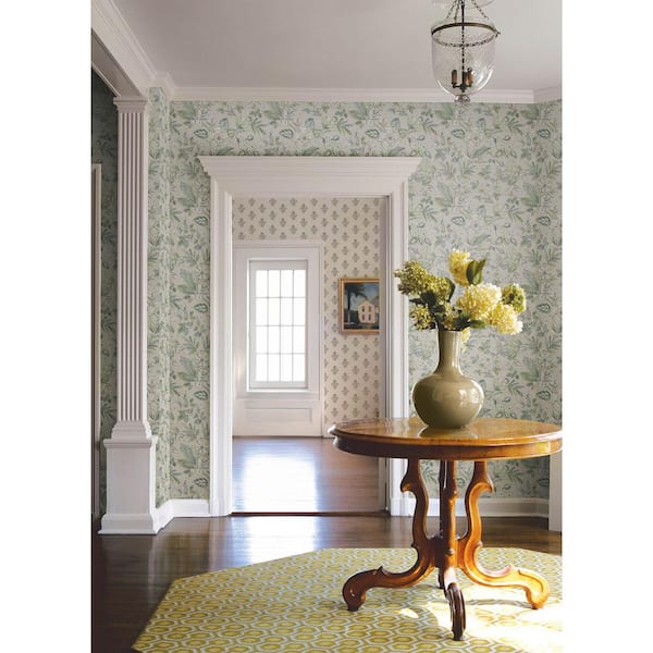 Begonia Sea Green Floral Trail Wallpaper