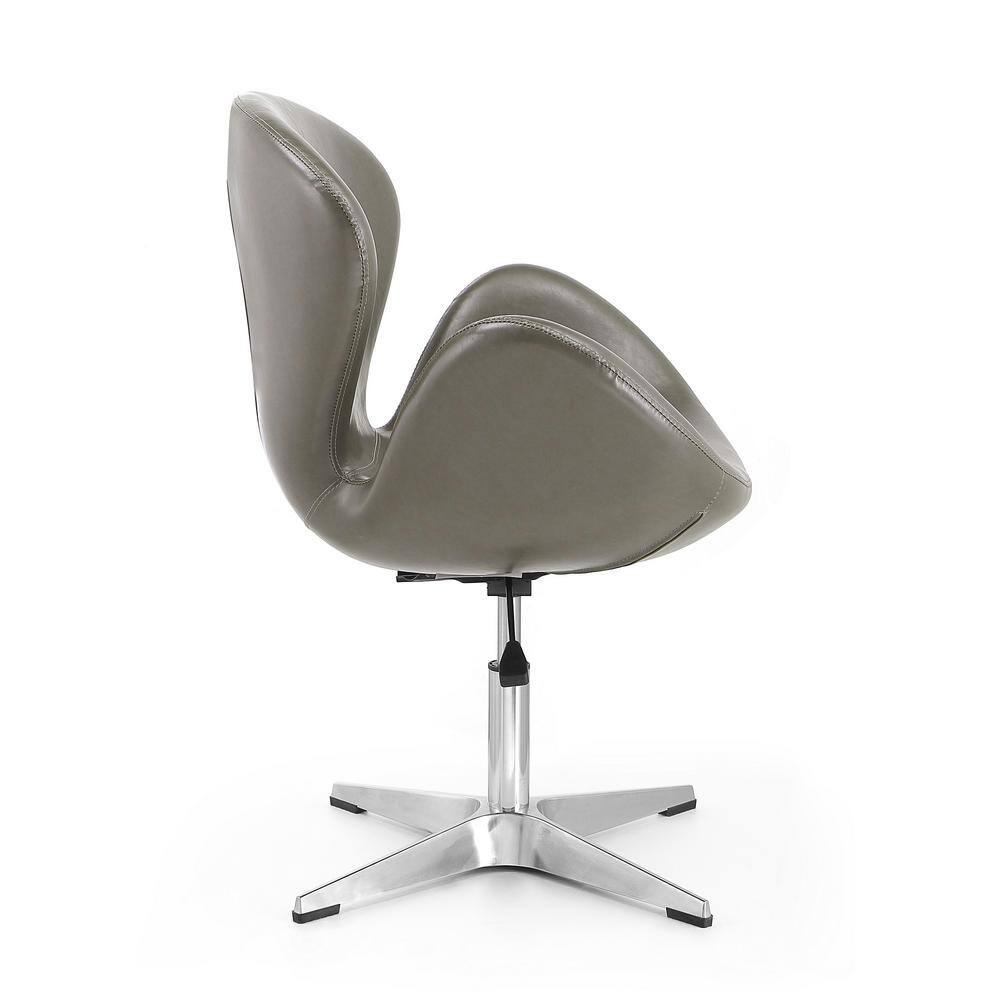 Pebble Faux Leather Swivel Accent Chair in Polished Chrome