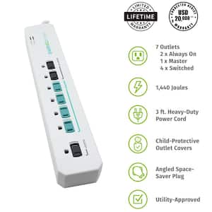 3 ft. 7-Outlet Energy-Saving Advanced Surge Protector