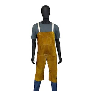24 in. x 36 in. Flame Resistant Split Leg Cowhide Leather Welding Bib Apron with Kevlar Stitching