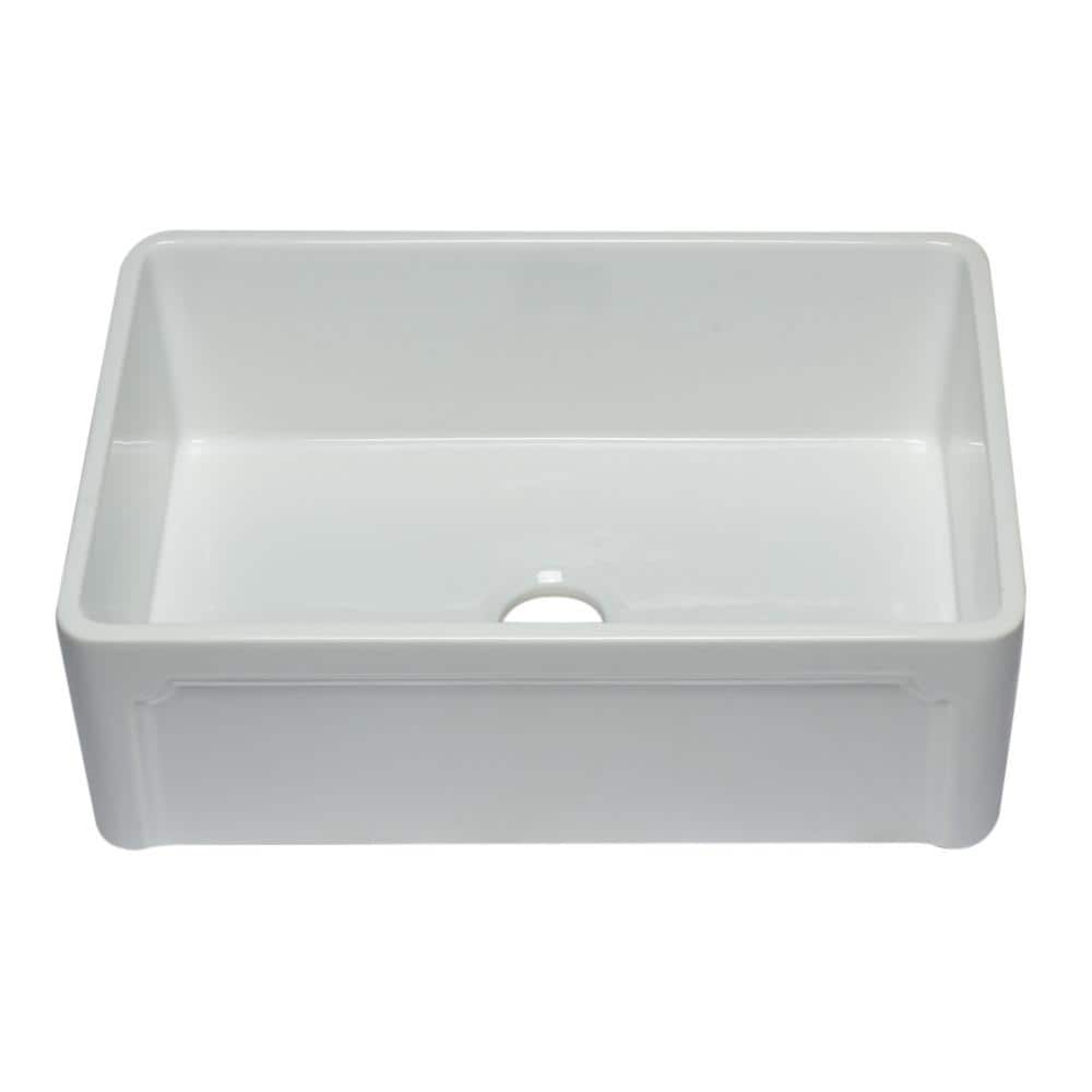 30'' White Fireclay Single Bowl Farmhouse Sink