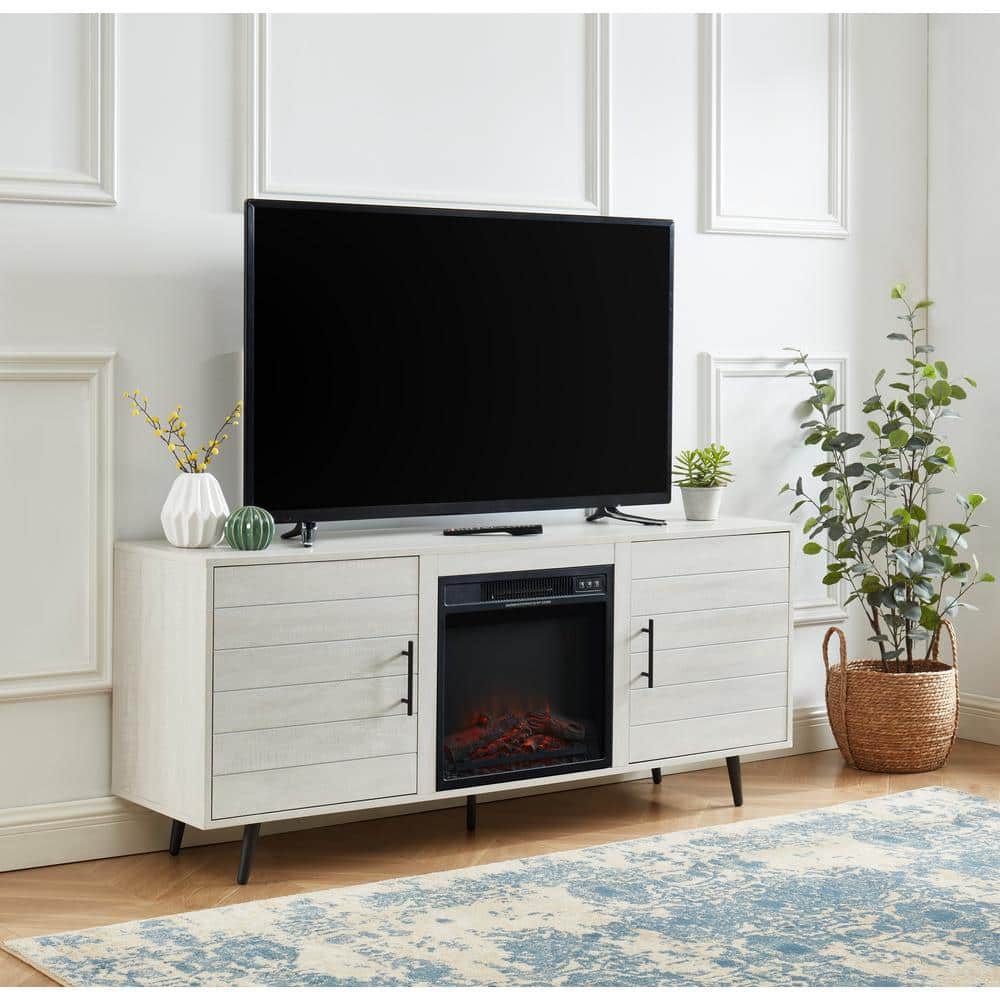 EDYO LIVING 60 in. Rustic Farmhouse Electric Fireplace TV Stand in Gray