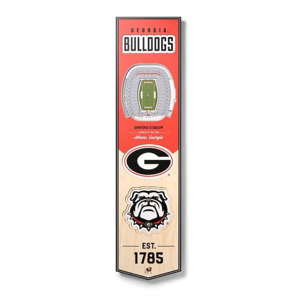 YouTheFan NCAA Georgia Bulldogs Wooden 8 x 32 3D Stadium Banner