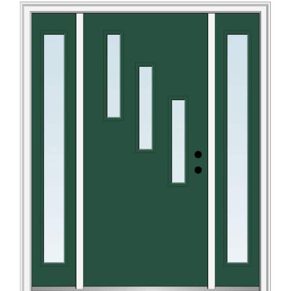MMI Door 64.5 in. x 81.75 in. Davina Left-Hand Inswing 3-Lite Clear Low-E Painted Fiberglass Prehung Front Door with Sidelites