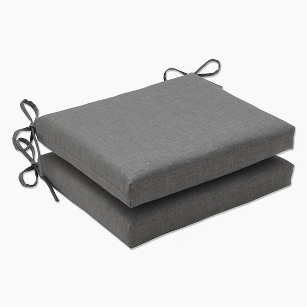 Pillow Perfect Solid 18.5 in. x 16 in. Outdoor Dining Chair Cushion in Grey (Set of 2)