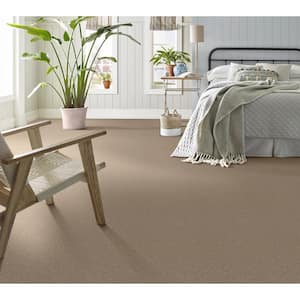 House Party I - Bare Mineral - Beige 15 ft. 37.4 oz. Polyester Texture Installed Carpet