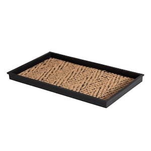 24.5 in. x 14 in. x 1.5 in. Natural and Recycled Rubber Boot Tray with Tan and Black Coir Insert