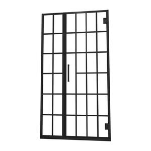 34 in. W x 72 in. H Semi-Frameless Hinged Shower Door/Enclosure in Matte Black with Pattern Glass