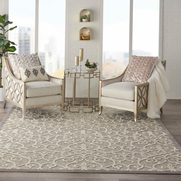 Aloha Natural 10 ft. x 13 ft. Moroccan Modern Indoor/Outdoor Patio Area Rug