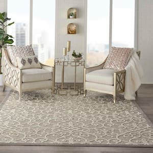 Aloha Natural 8 ft. x 11 ft. Floral Contemporary Indoor/Outdoor Patio Area Rug