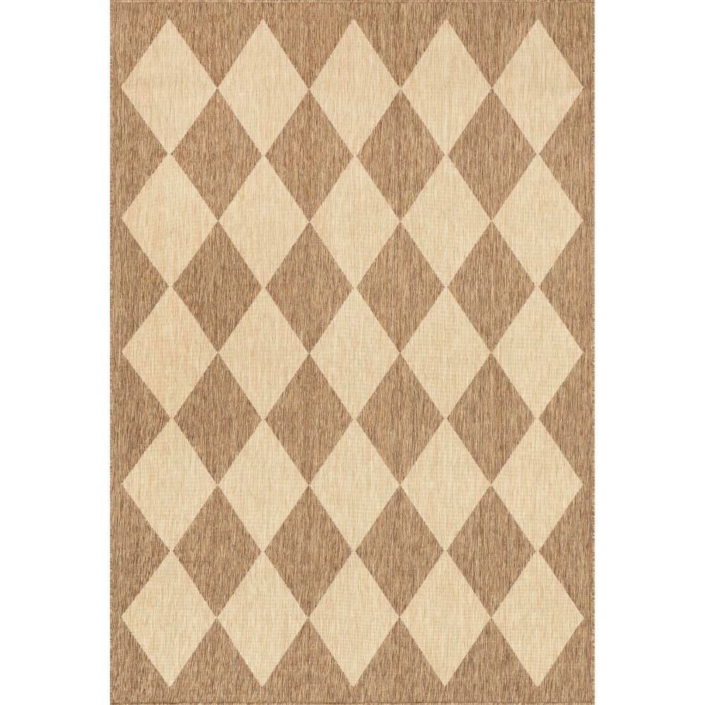 Sabina Brown and Beige Diamond Pattern 4' x 6' Synthetic Indoor/Outdoor Rug