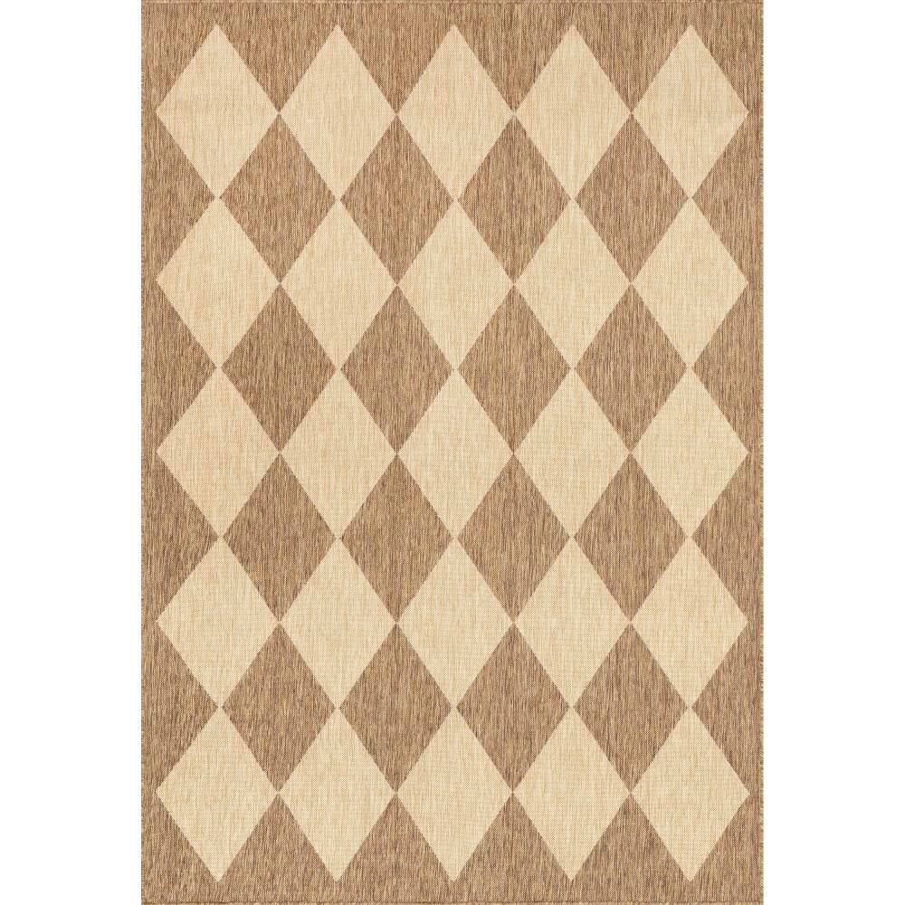 Beige 5' x 8' Trellis Synthetic Easy-Care Area Rug
