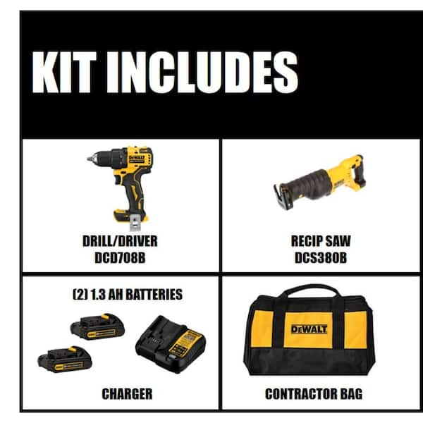 DEWALT 20V MAX Cordless 1/2 in. Drill/Driver, (2) 20V 1.3Ah Batteries,  Charger and Bag DCD771C2 - The Home Depot