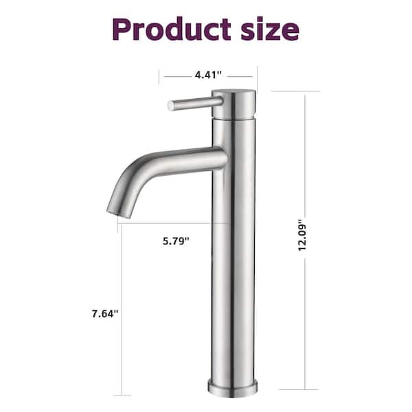 Hausadler Brushed Nickel Single Handle Bathroom Faucet - Stainless Steel, 1 Hole Mixer Tap