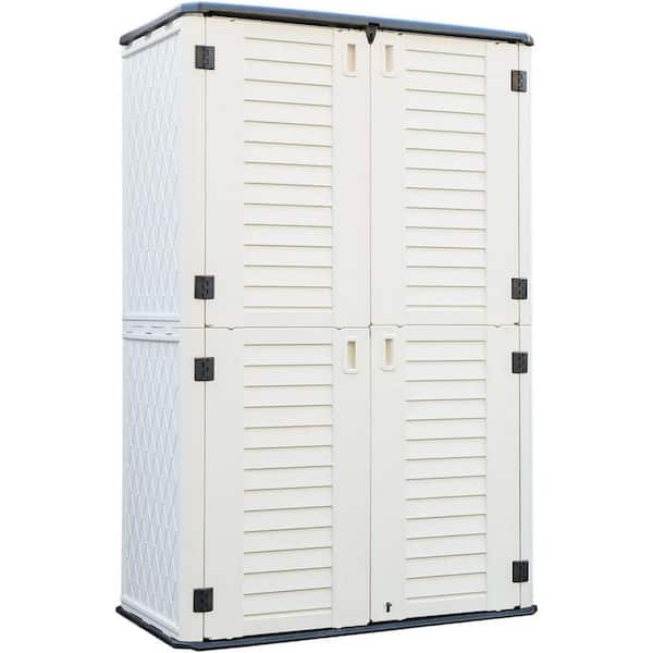 515 Gal. White Double Layer HDPE Outdoor Waterproof Deck Box