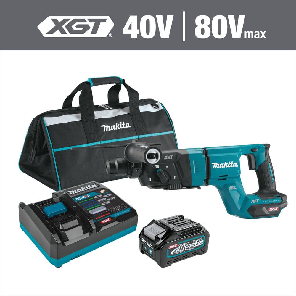 Makita 40V max XGT Brushless Cordless 1-1/8 in. Rotary Hammer (D-Handle) Kit, AFT, AWS Capable (4.0Ah)